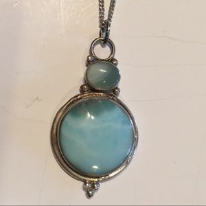 Larimar pendant on silver chain